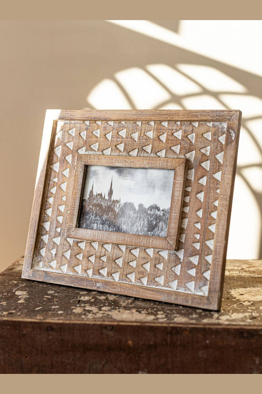 4x6 Photo Carved Triangle Wood Picture Frame