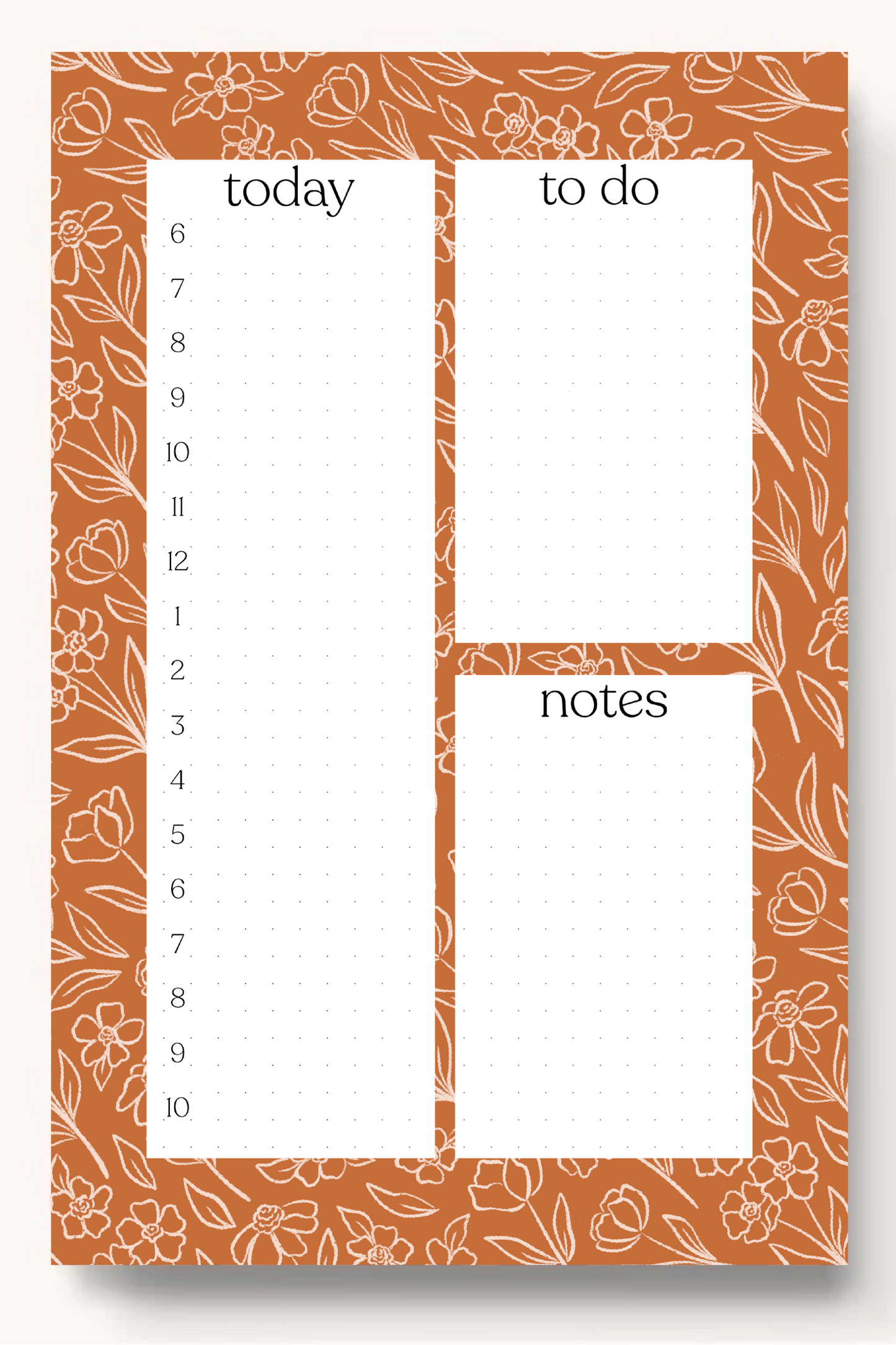 Floral Daily Planner Notepad: Sunny Poppies