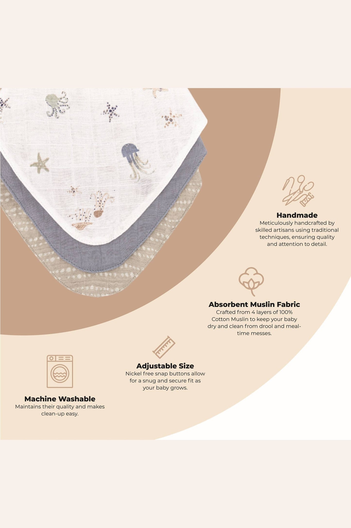 Cove 3-pc. Muslin Bib Set (Sea Life)
