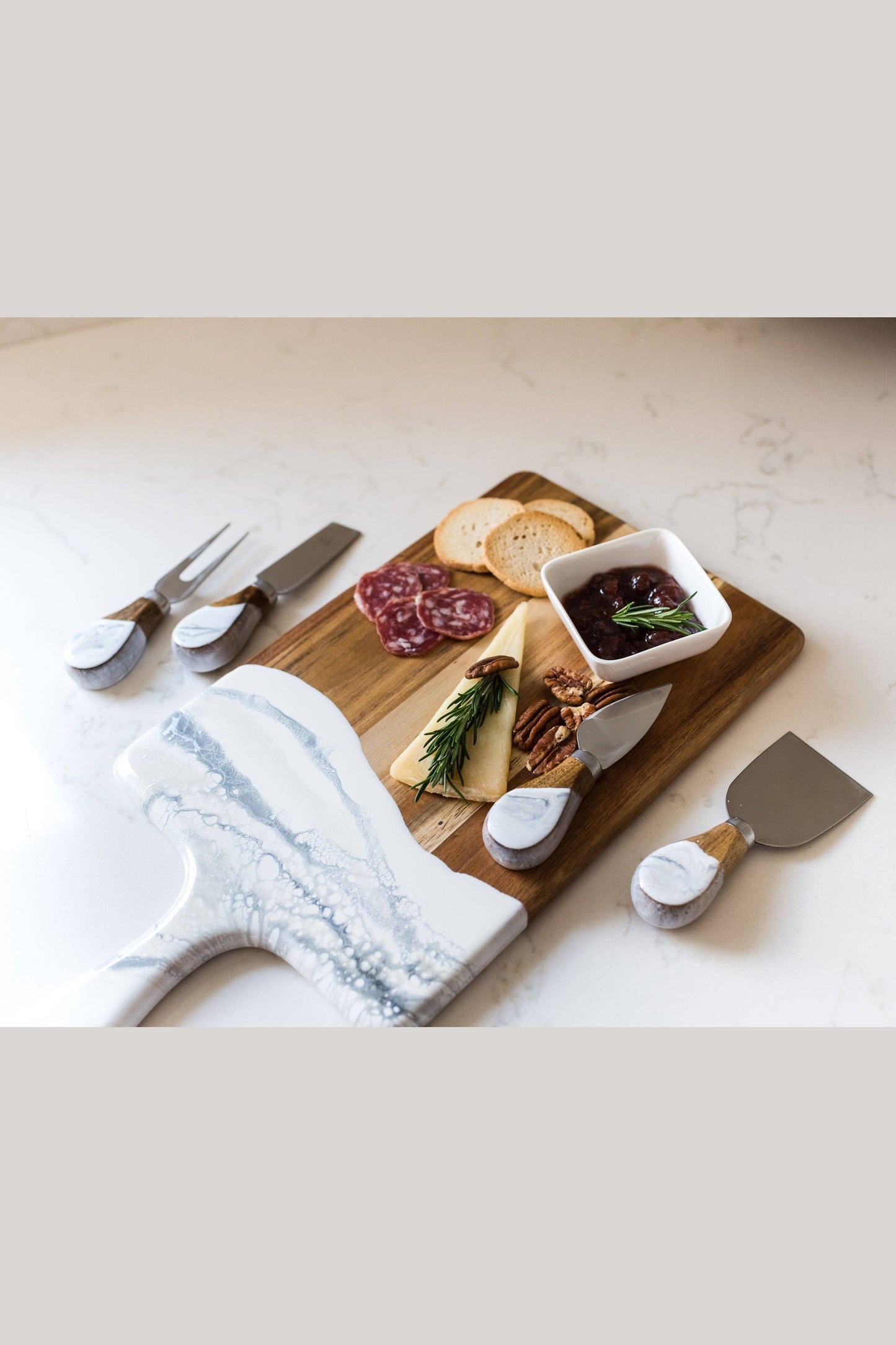 Resin Coated Cheese Knife Set - Set of 4 - Gold Quartz