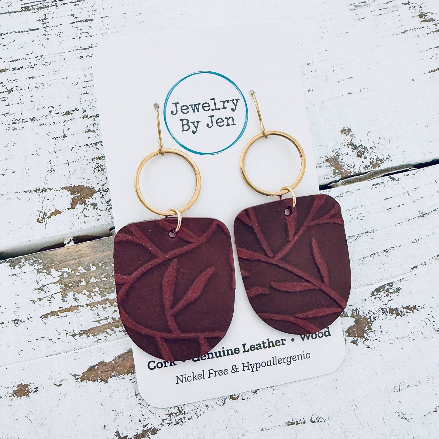 Burgundy Vines Boho Dangle Earrings