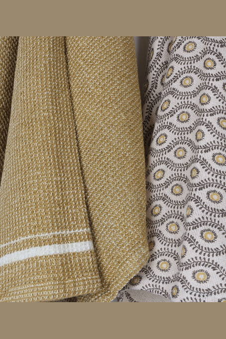 Daisy Chain Tea Towel Set - Sunset Yellow