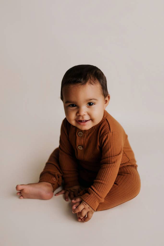 Mauve Baby Ribbed Playsuit with Pockets: 6-12 Months
