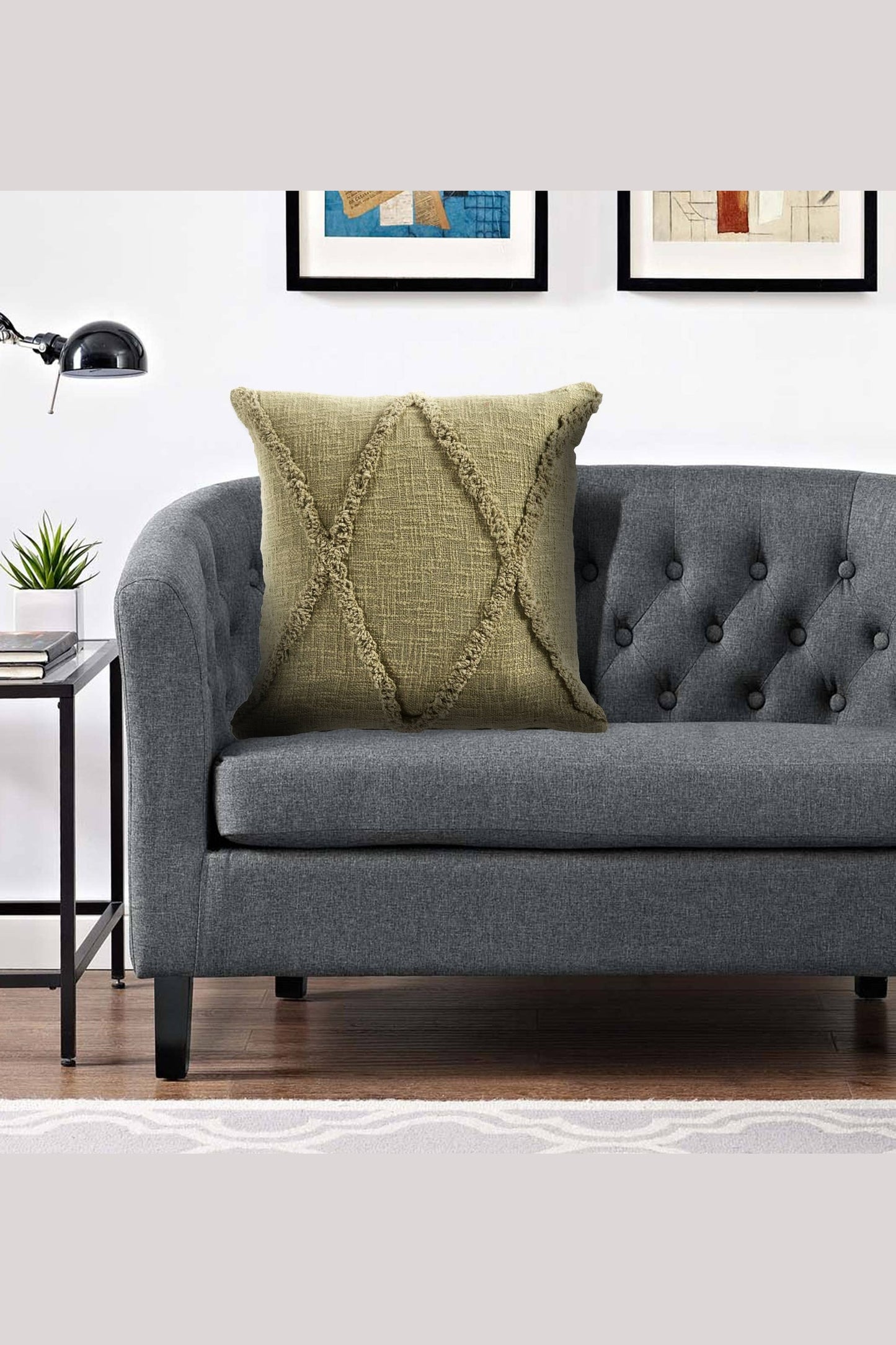 Roston Solid Decorative Diamond Tufted Cotton Throw Pillow: Sky Blue / 20" x 20" / Poly Filled