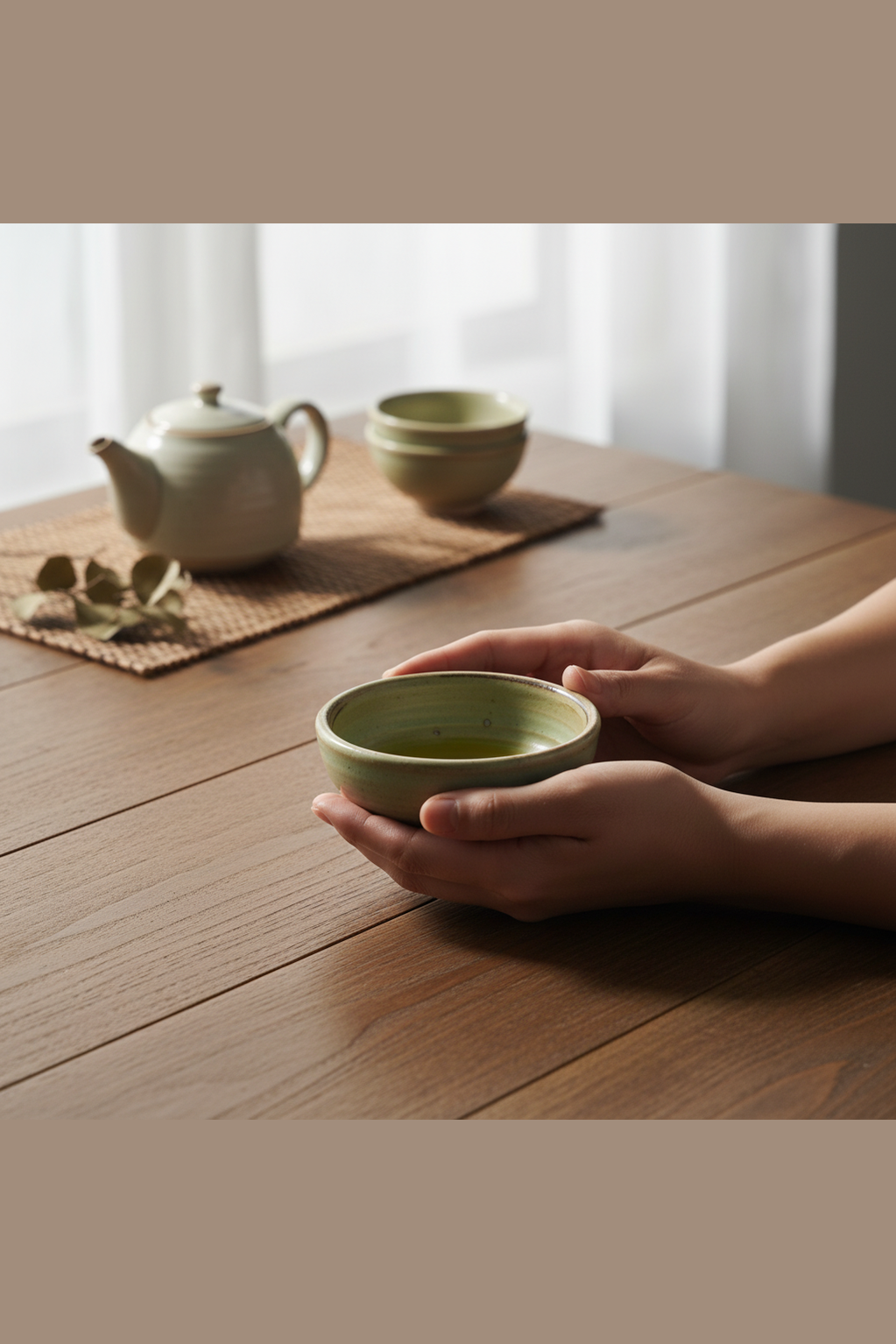 Vikko Stoneware Palm Mini Bowl Sage Green Speckled Brown