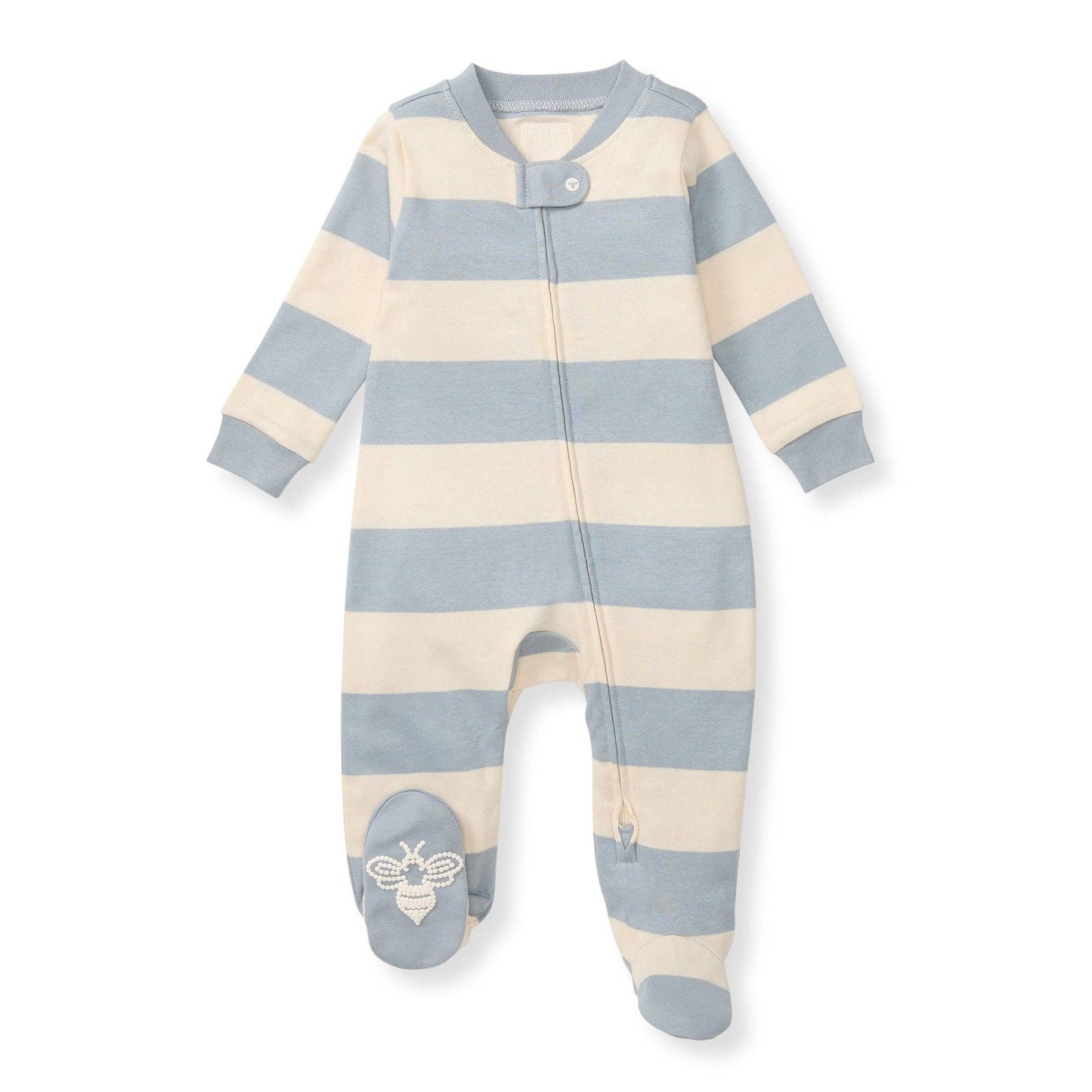 Rugby Stripe Organic Cotton Sleep & Play - Quarry / 3-6 Months