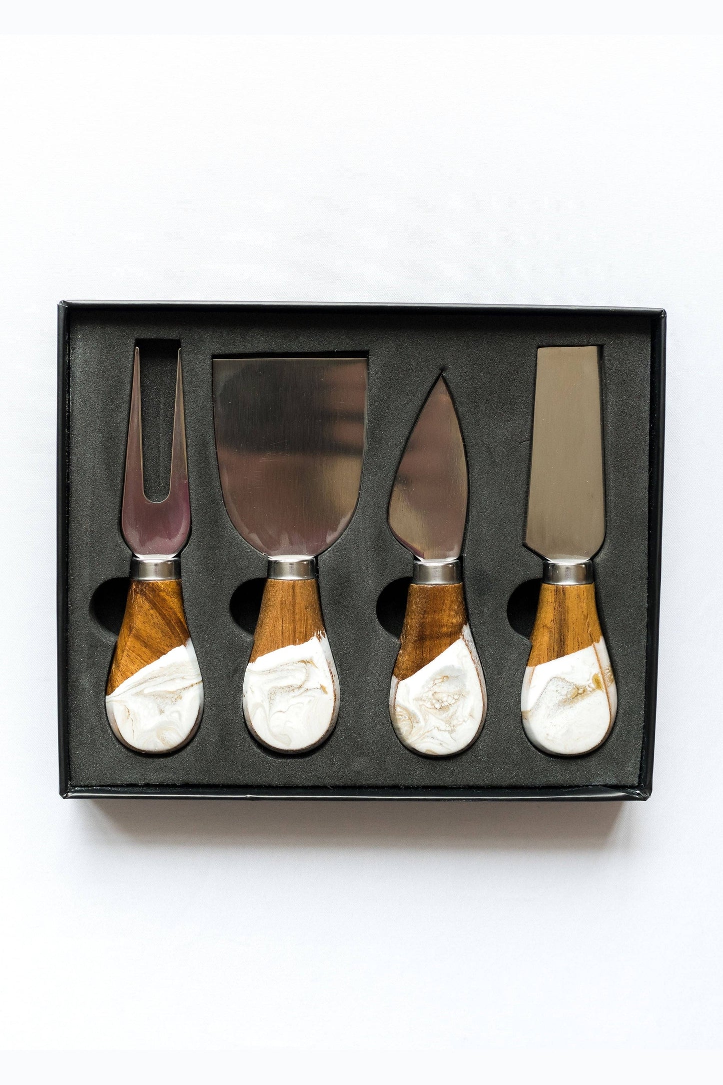 Resin Coated Cheese Knife Set - Set of 4 - Gold Quartz