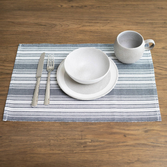 Black Stripe Woven Dining Room Table Placemat