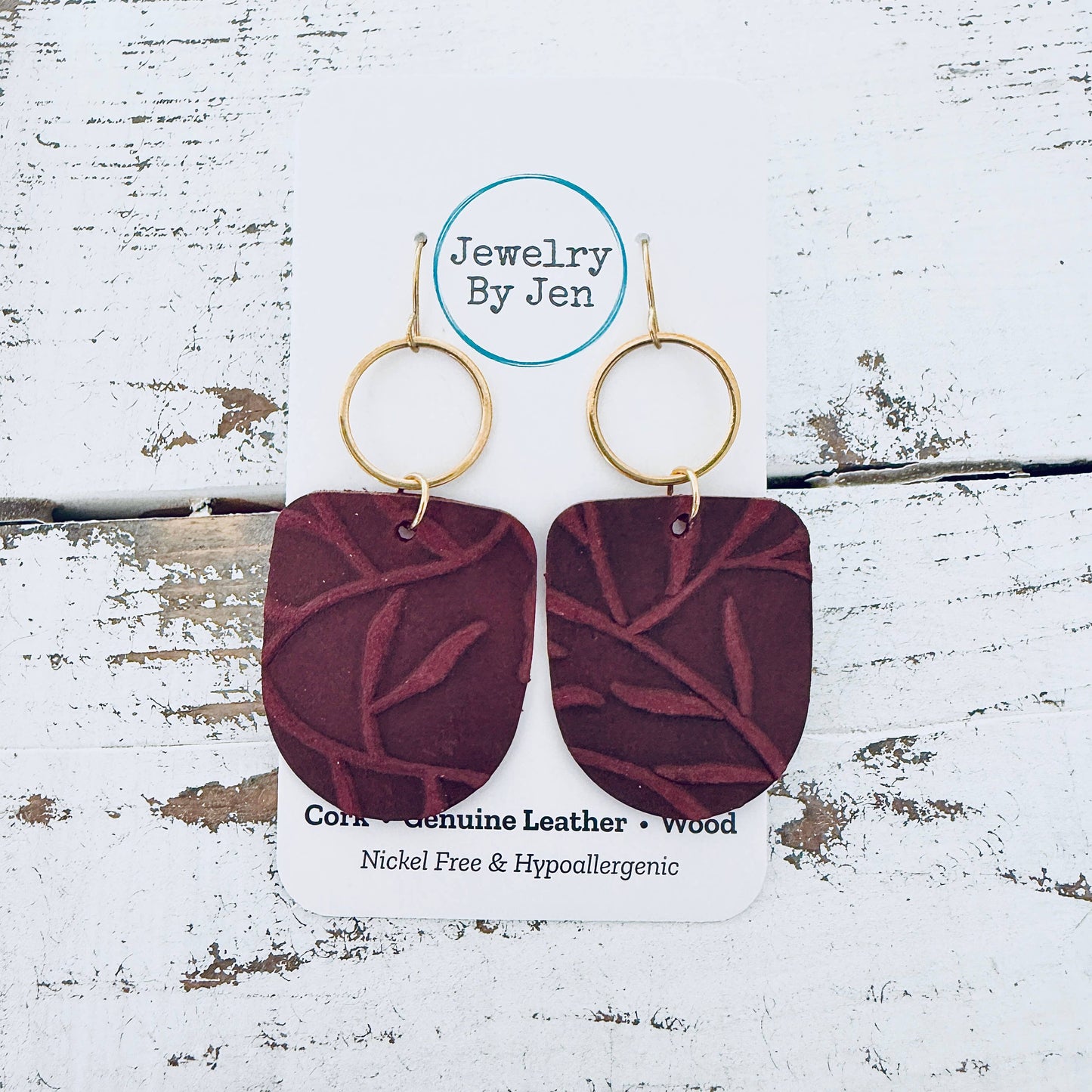 Burgundy Vines Boho Dangle Earrings