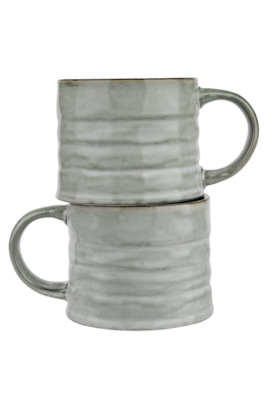 Lined Stoneware Kook Java Coffee Mugs