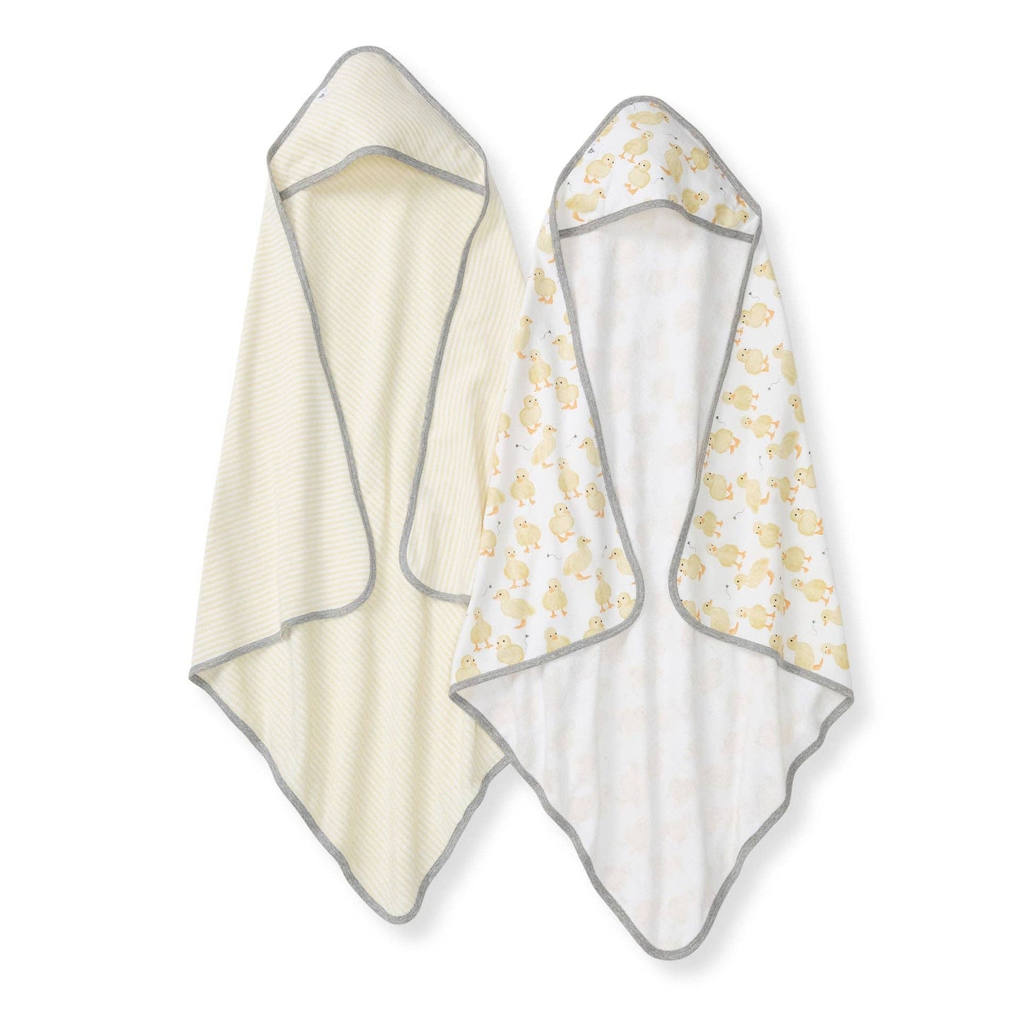 Little Ducks Organic Cotton Hooded Towels 2 Pack: Double Cream / One Size