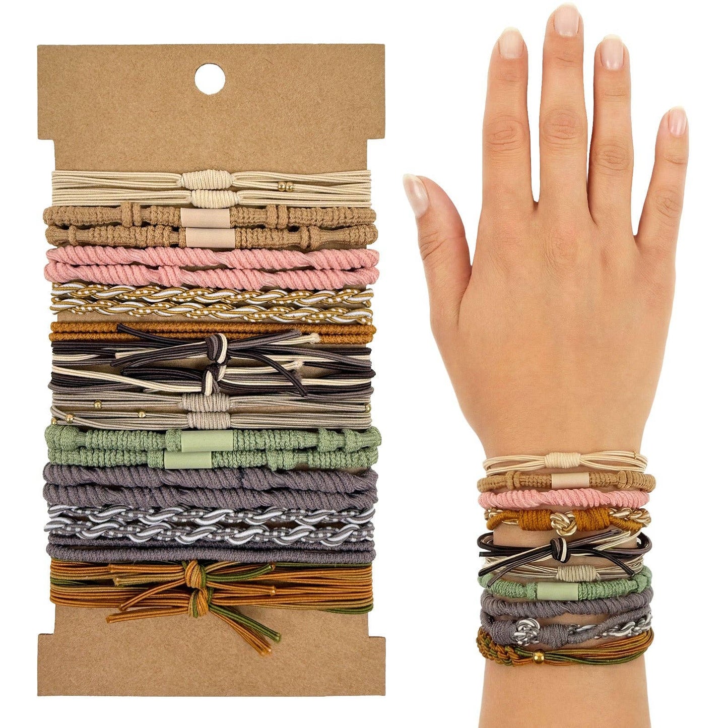 Wrapables Boho Hair Tie Bracelets: Neutral