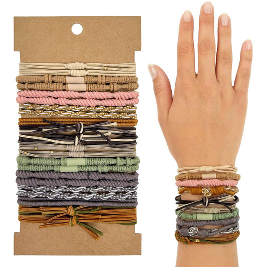 Wrapables Boho Hair Tie Bracelets: Orange Pink