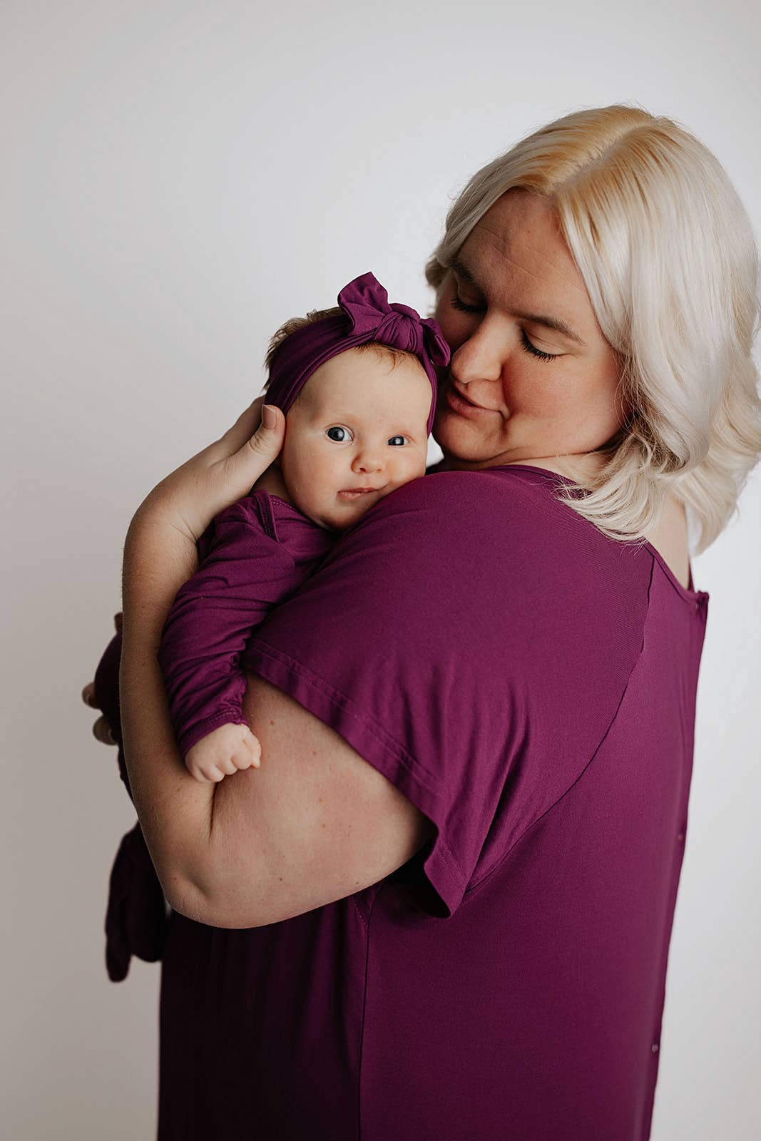 Plum Purple Knotted Newborn Baby Gown : Plum Gown With Bow