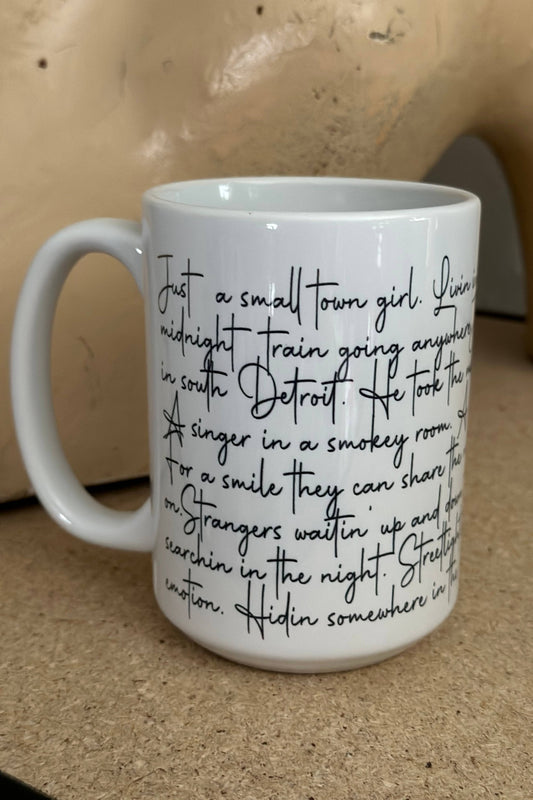 Journey "Dont stop Believin" Lyrics Coffee Mug