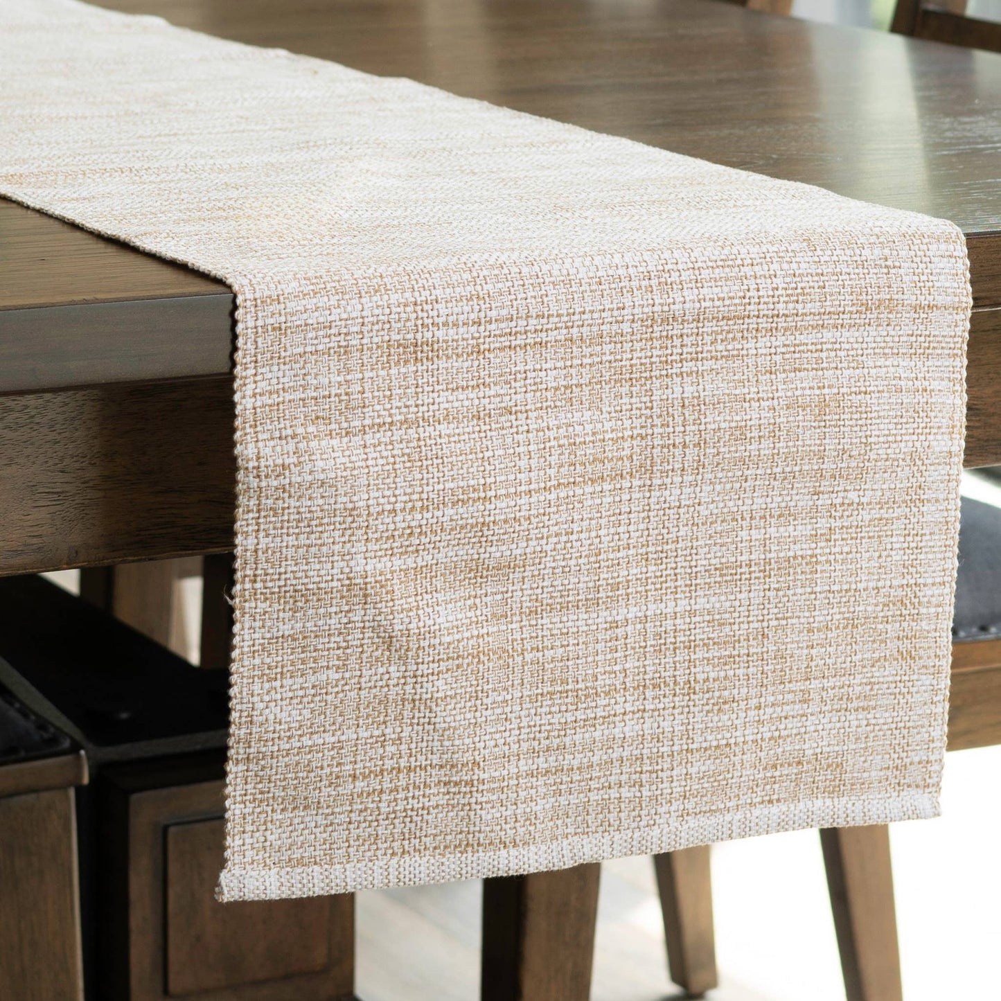 Tan Textured Woven Kitchen Table Runner