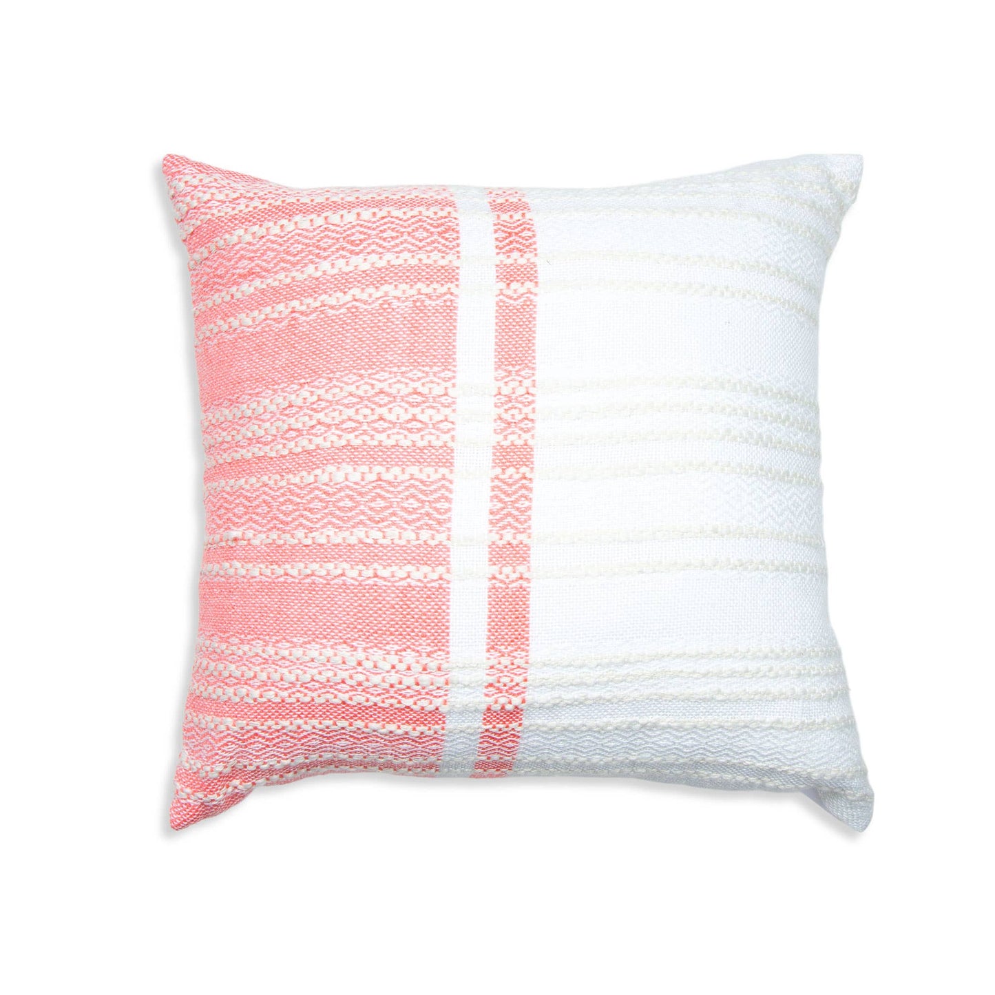 Genevieve 18X18" Handwoven Striped In/Outdoor Throw Pillow: Blue