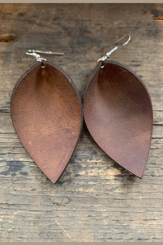 Brown Rustic Nubuck Leather Earring