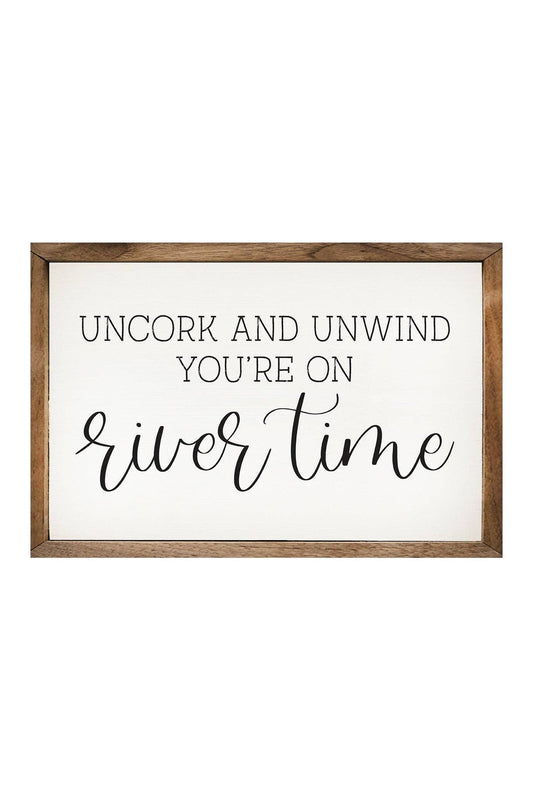 River Time White Sign
