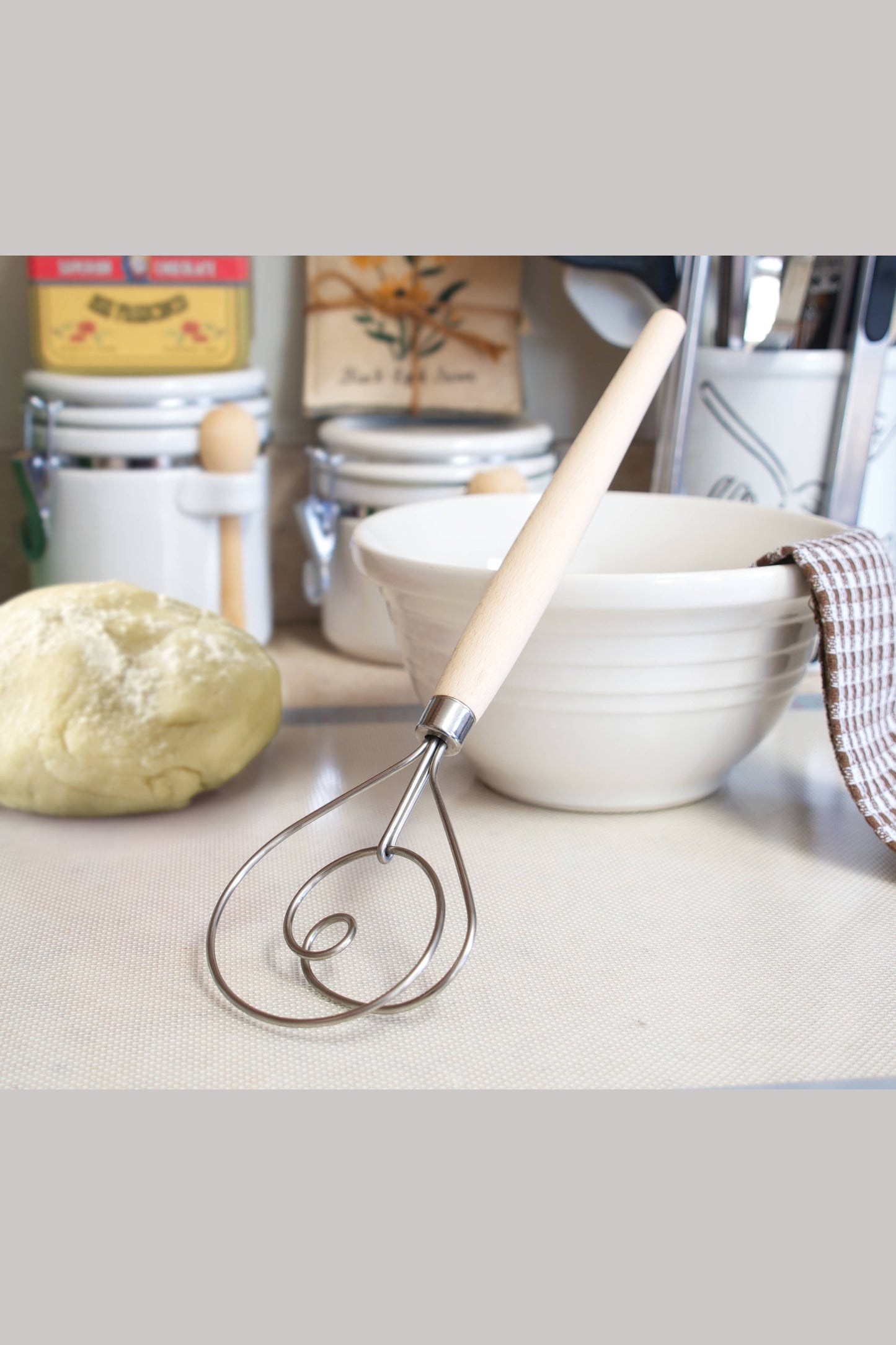 Fox Run Danish Dough Whisk, Stainless Steel and Wood, 12"