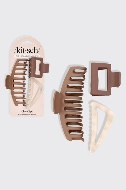 Recycled Plastic Assorted Claw Clip 3pc - Oversized