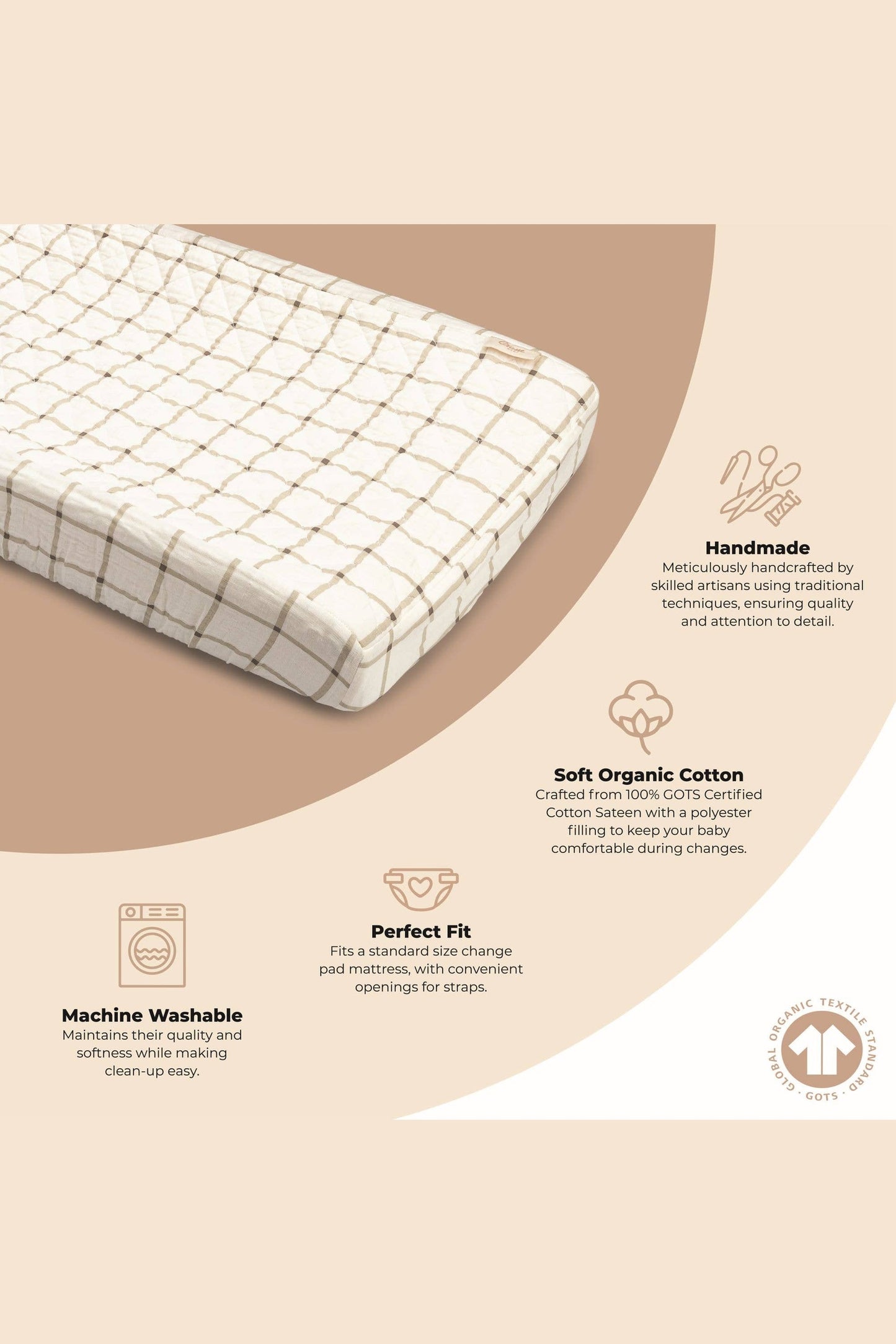 Organic Cotton Check Change Pad Cover