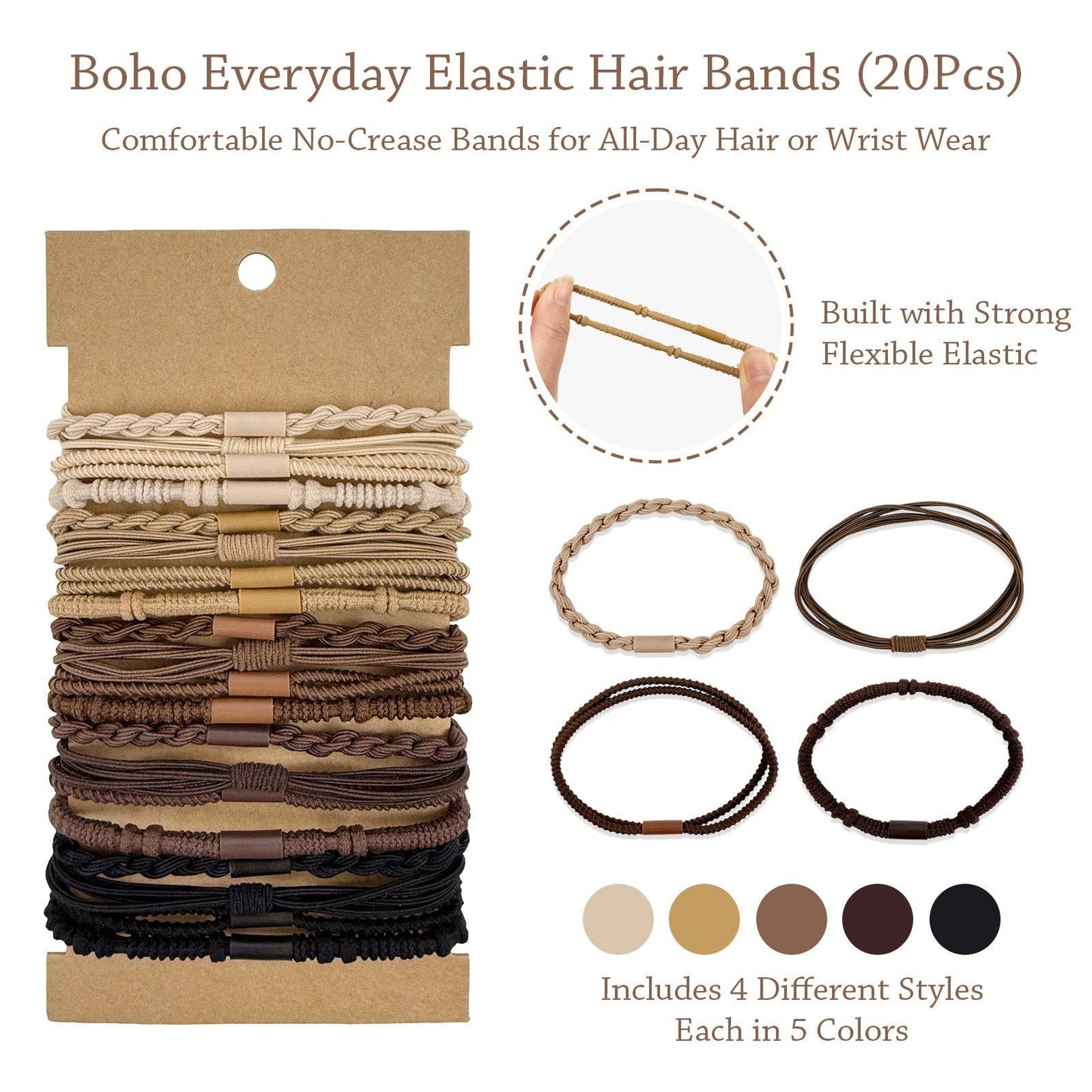 Wrapables Boho Hair Tie Bracelets: Dark and Bright