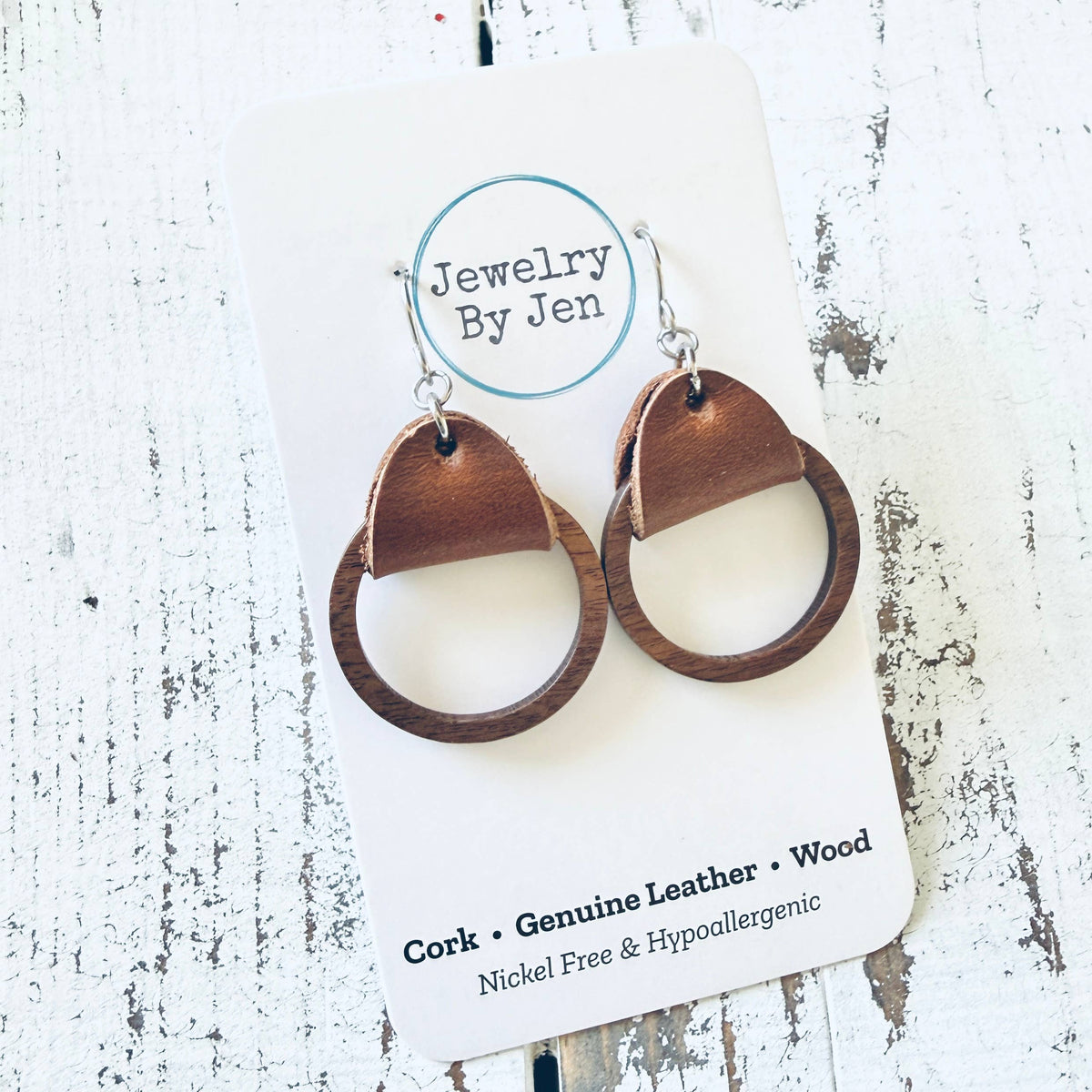 Wood Hoop Earrings: Brown