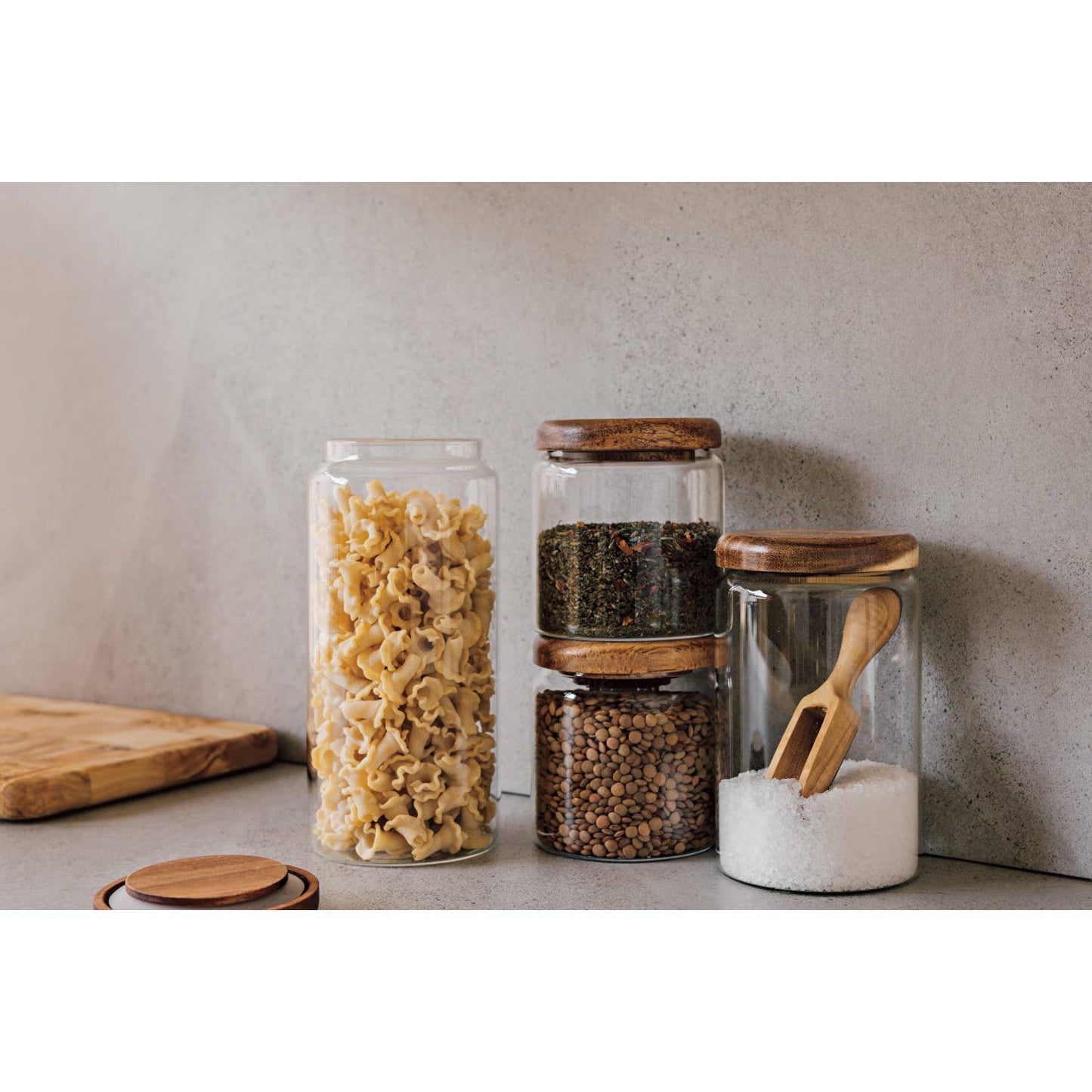 Lg Glass Jar with Acacia wood lid