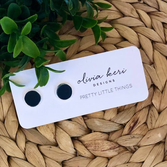 Pretty Little Things Studs - Navy: Silver Setting