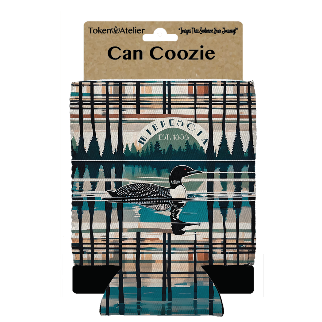 Minnesota Plaid Loon 12 oz Can Coozie 
