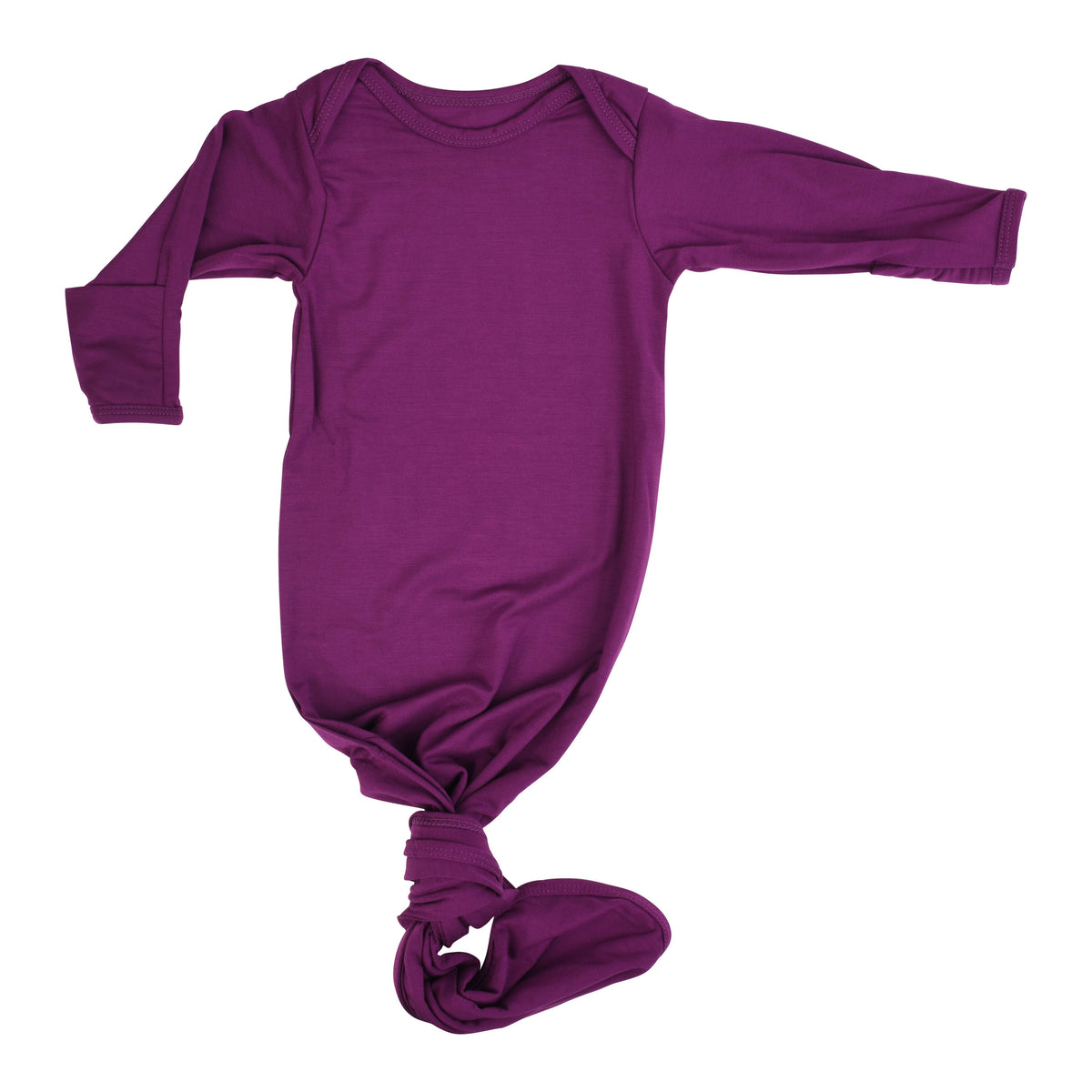 Plum Purple Knotted Newborn Baby Gown : Plum Gown With Bow