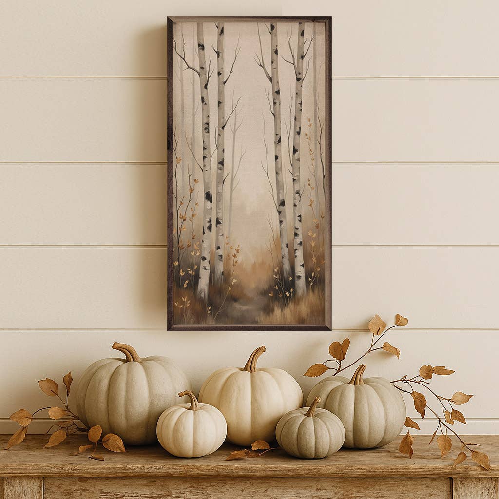 White Birch Trees Autumn Scene