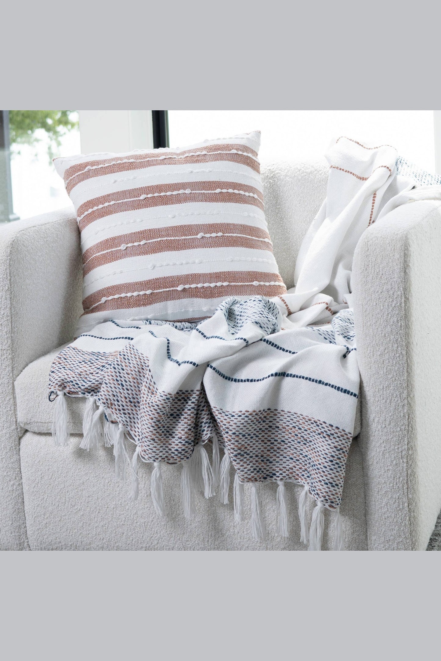 Tylanne 50x70" Indoor/Outdoor Recycled Woven Throw Blanket: Sage