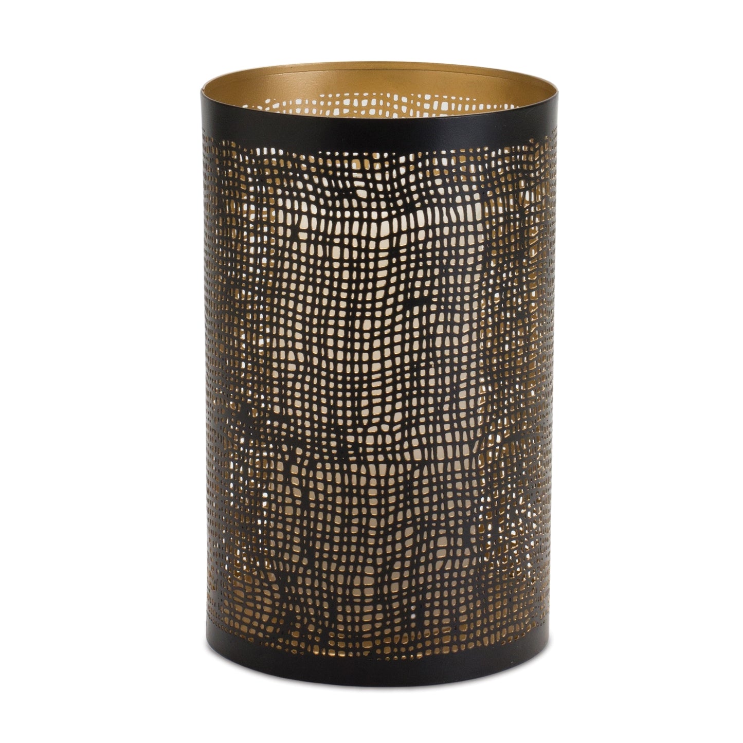Black and Gold Abstract Punched Candle Holders