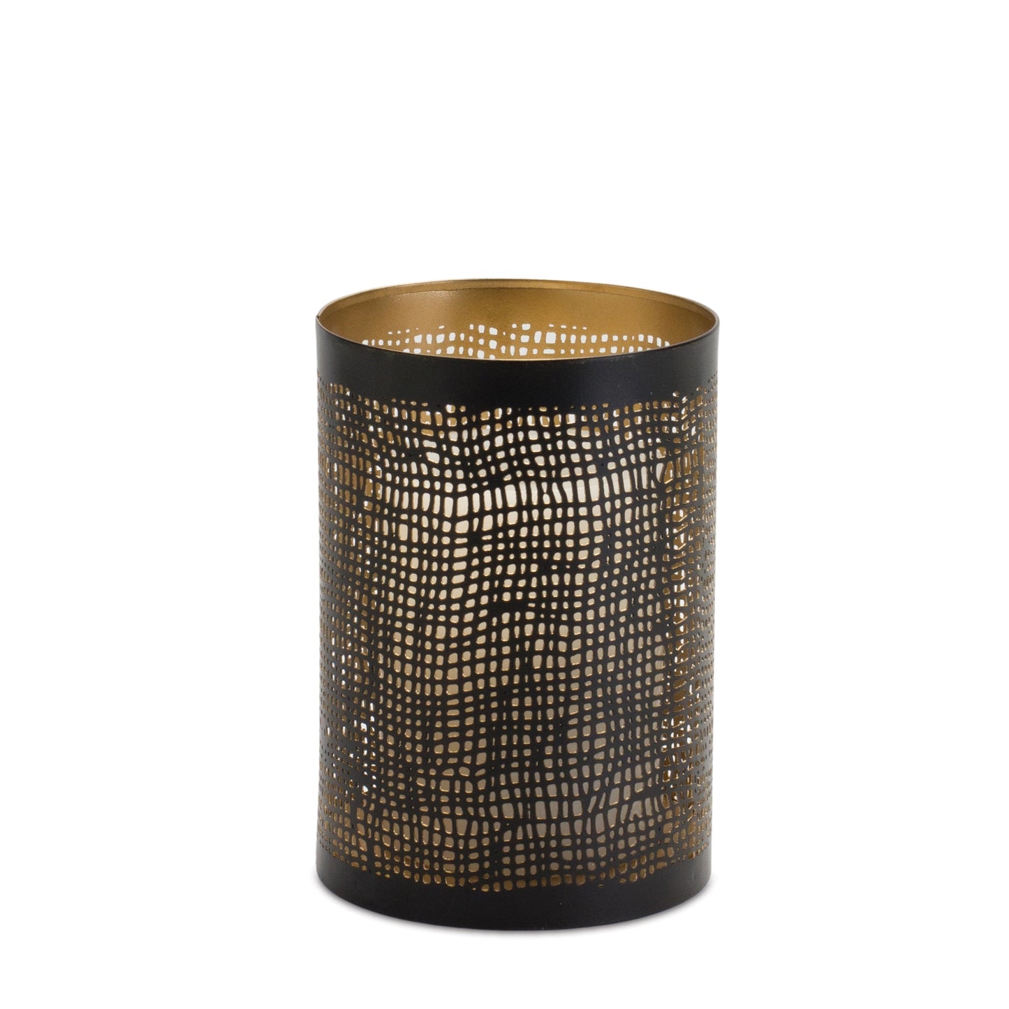 Black and Gold Abstract Punched Candle Holders