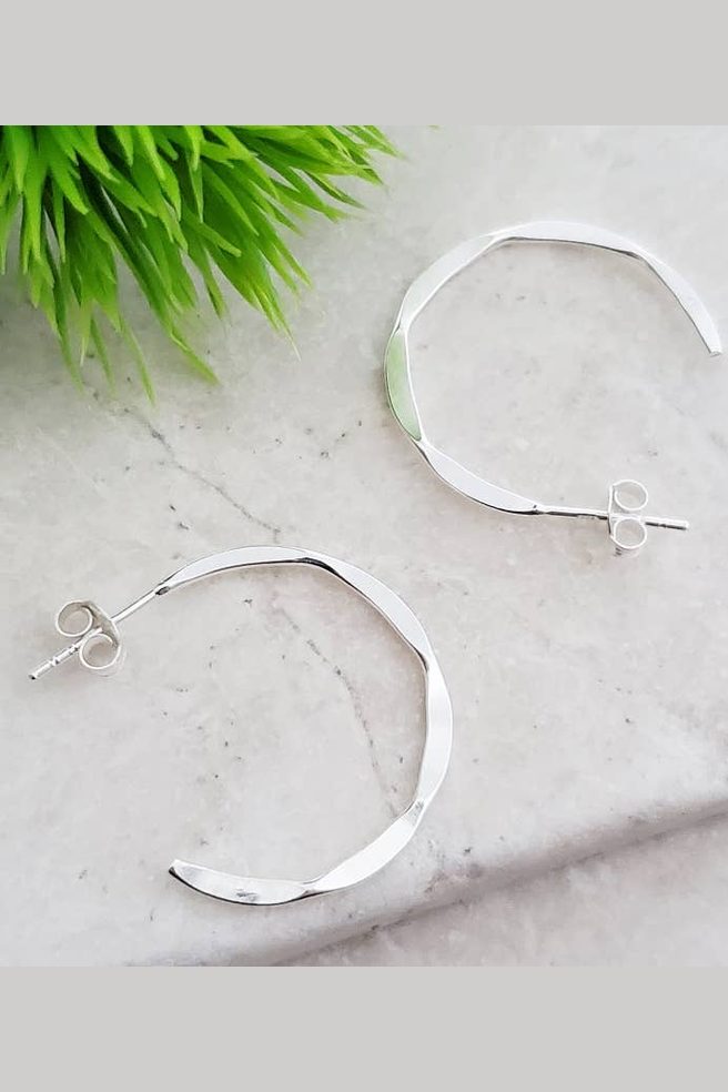 Silver Hammered Hoops Earrings