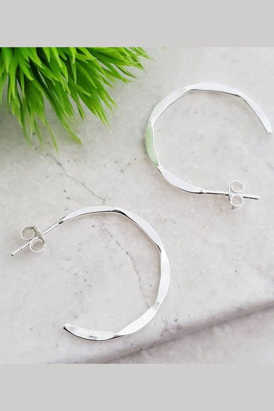 Silver Hammered Hoops Earrings