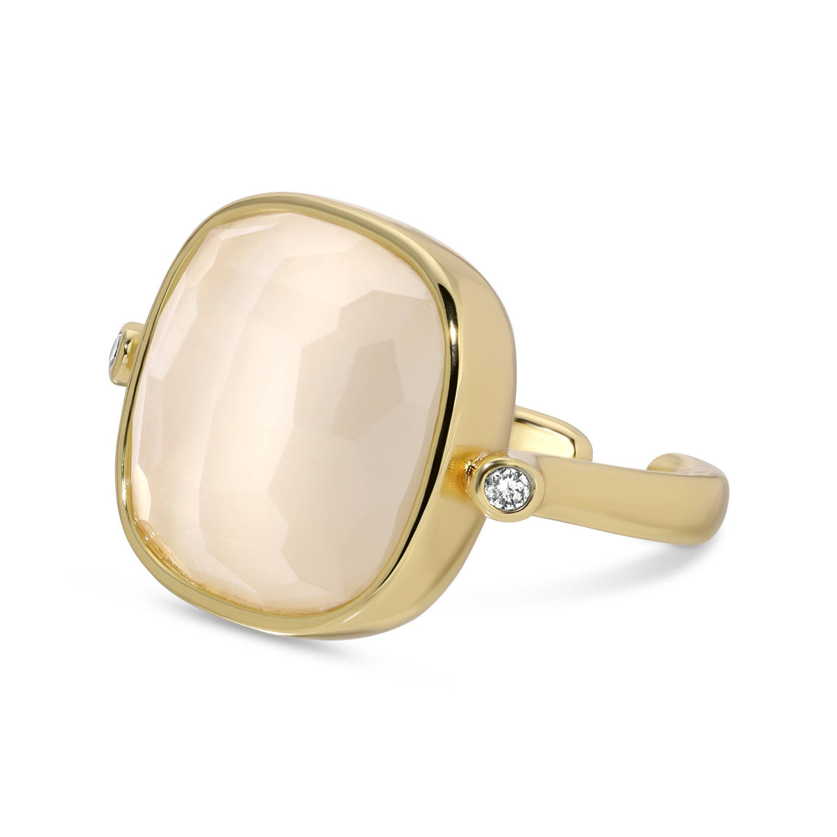 The Geometric Solitaire Stone Ring: White