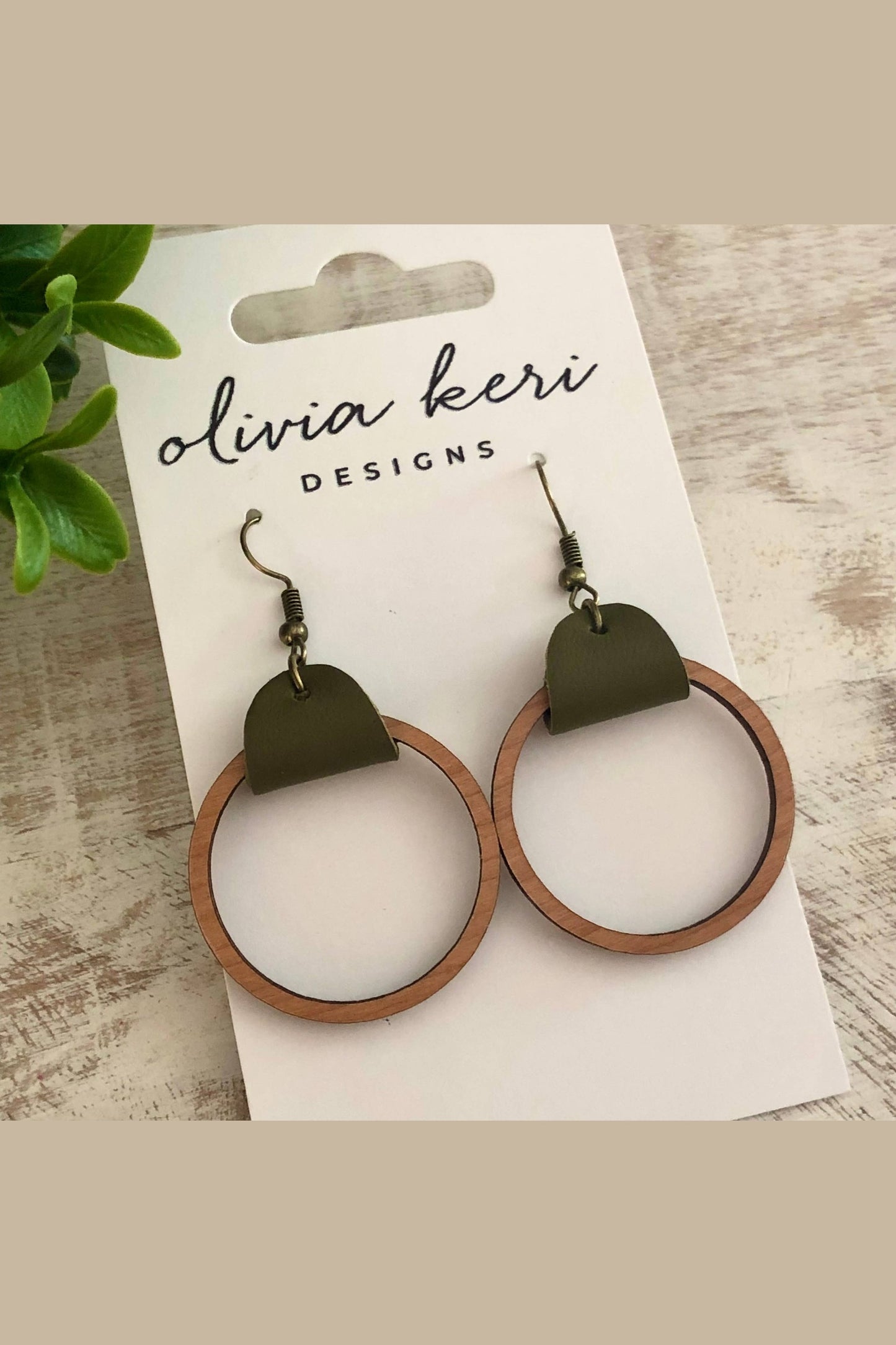 Olive Wood Hoops Earrings