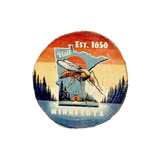 Minnesota Vintage Mosquito Sliced Wood Magnet 