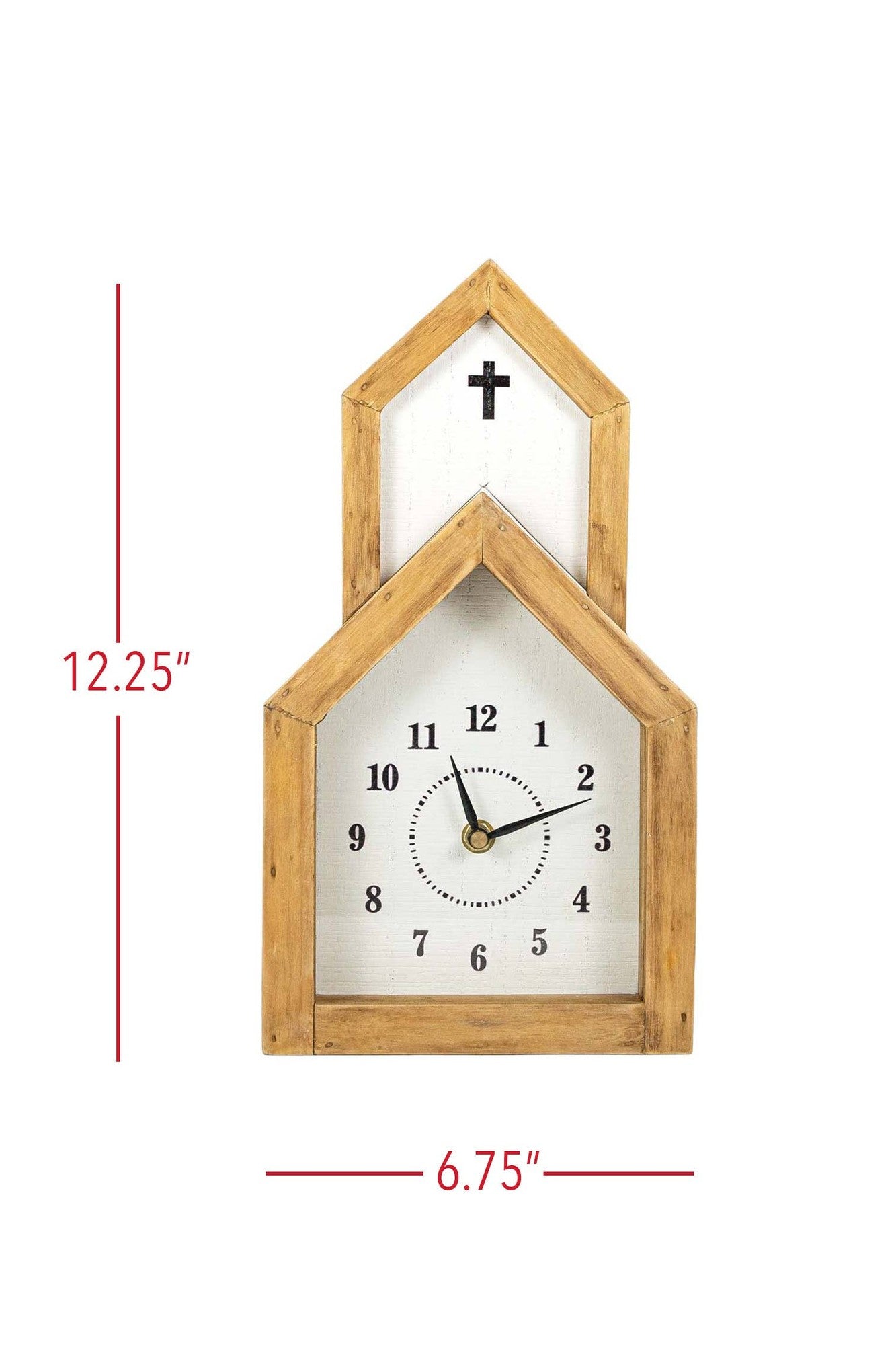 Mel Church Tabletop Clock Wood with Steeple