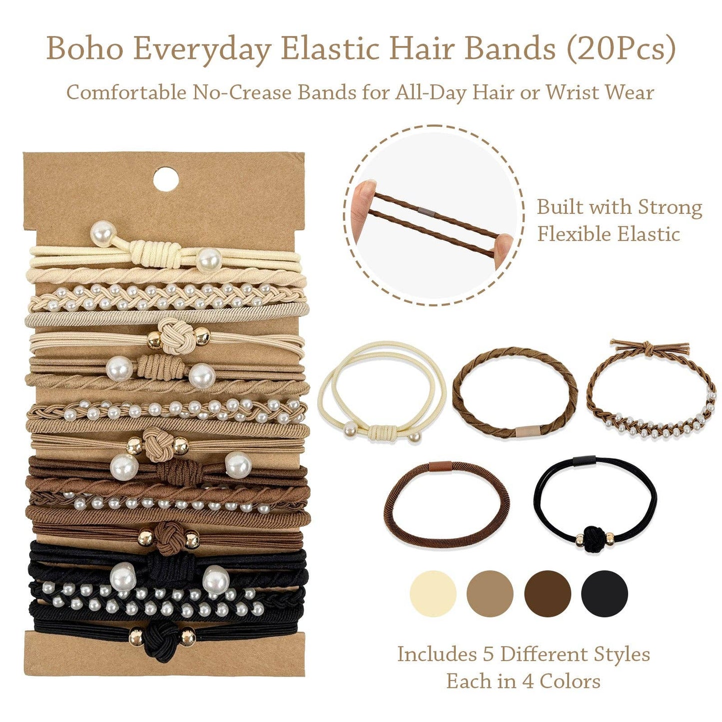Wrapables Boho Hair Tie Bracelets: Dark and Bright