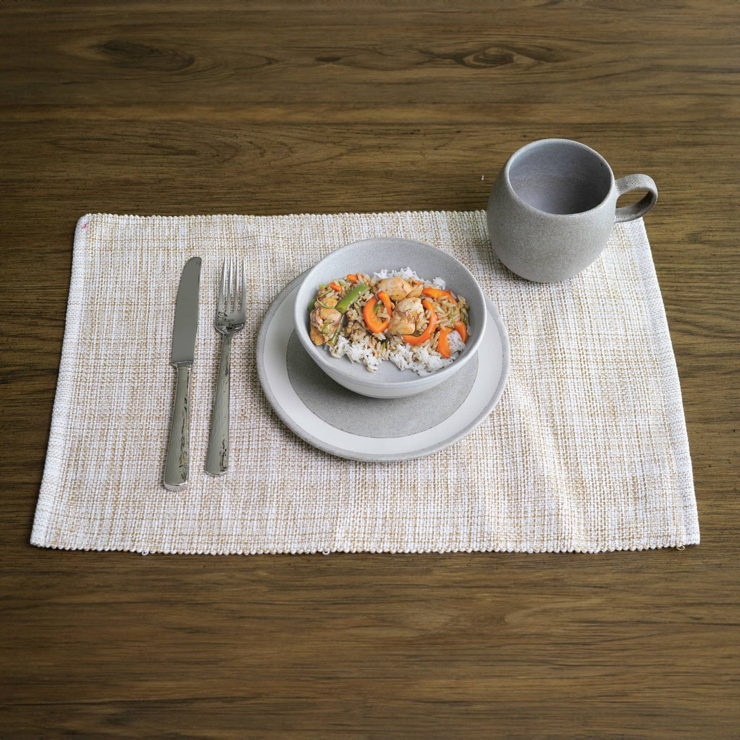 Tan Textured Woven Dining Room Table Placemat