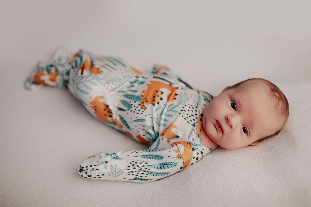 Dinosaur Animal Print Zoo Knotted Gown: Gown & Hat