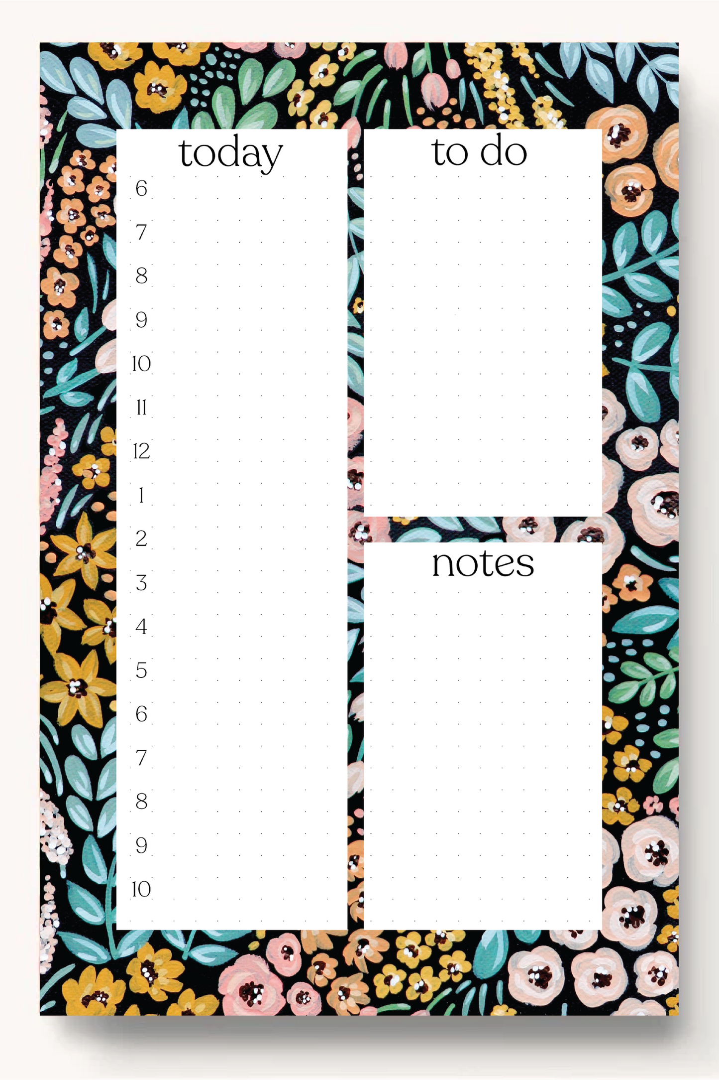 Floral Daily Planner Notepad: Sunny Poppies