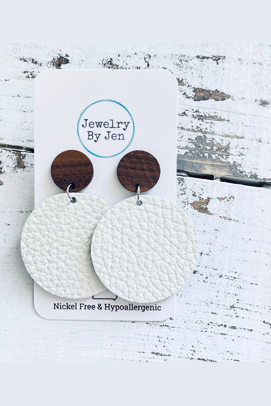 Cream Wood Stud Earrings