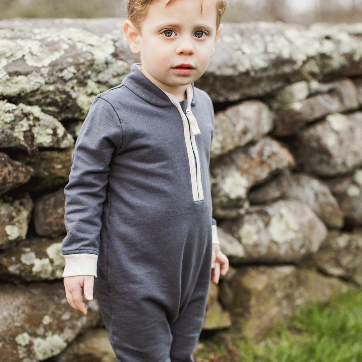 Quarter-Zip Baby Boy Jumpsuit: 6-9M