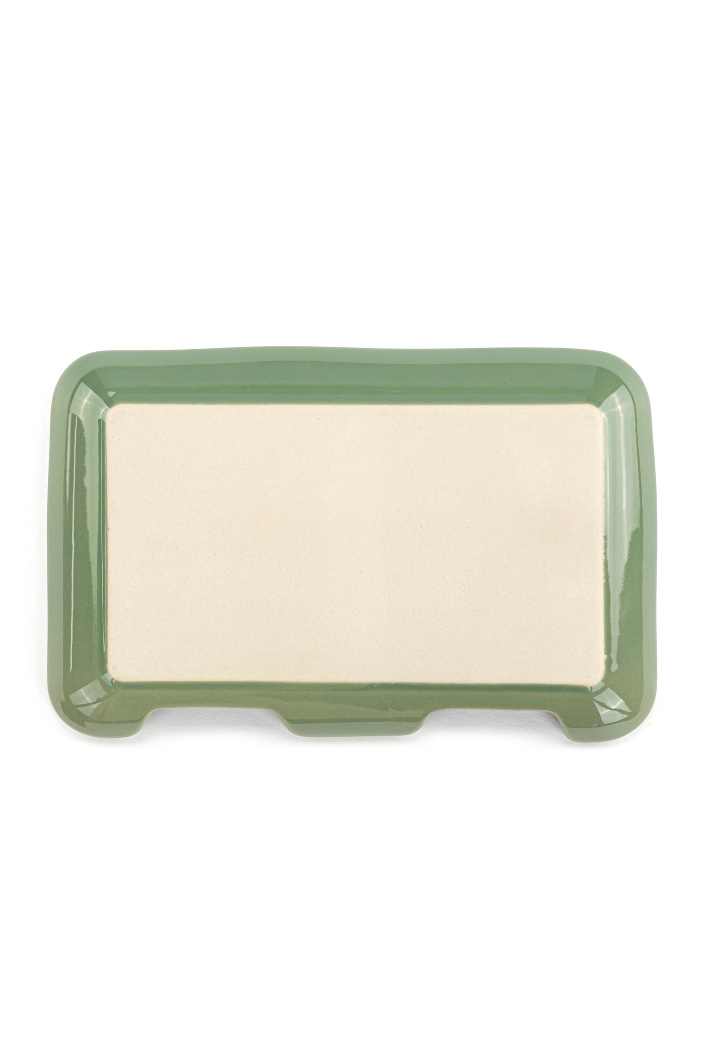 Green Pressed Floral Double Spoon Rest - 7x5in