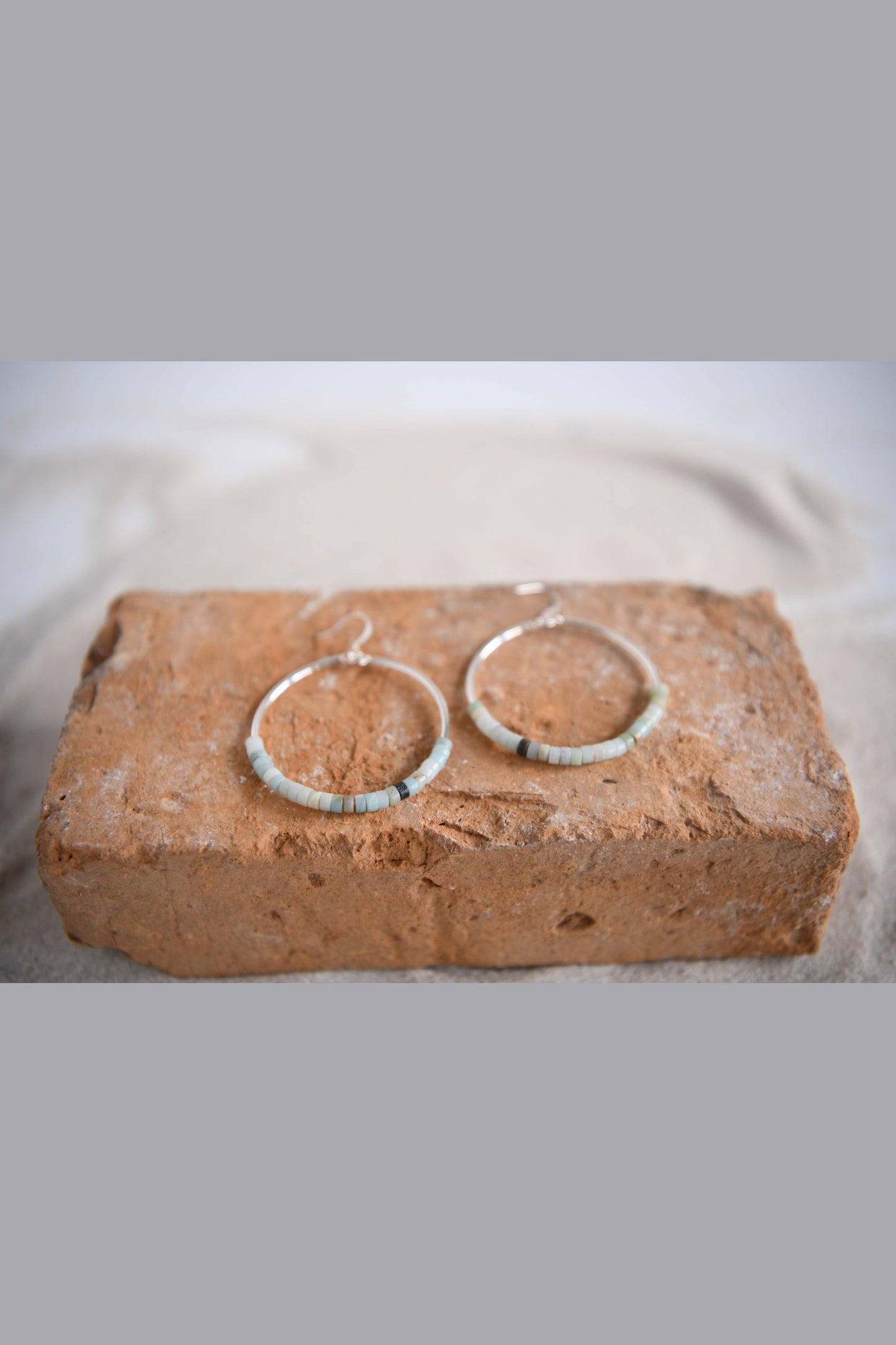 Amazonite Far Out Sterling Silver Hoops